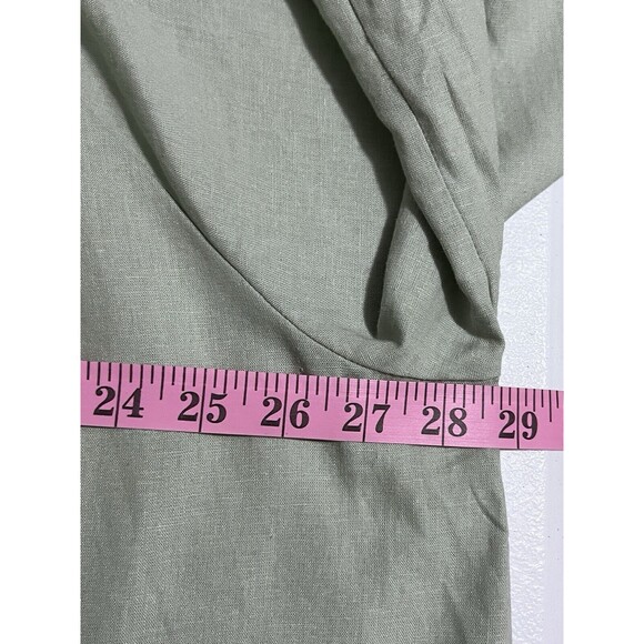 A New Day (Target) M Sage Green Blouse Top Linen Blend Oversized Comfort Tie - Picture 9 of 12